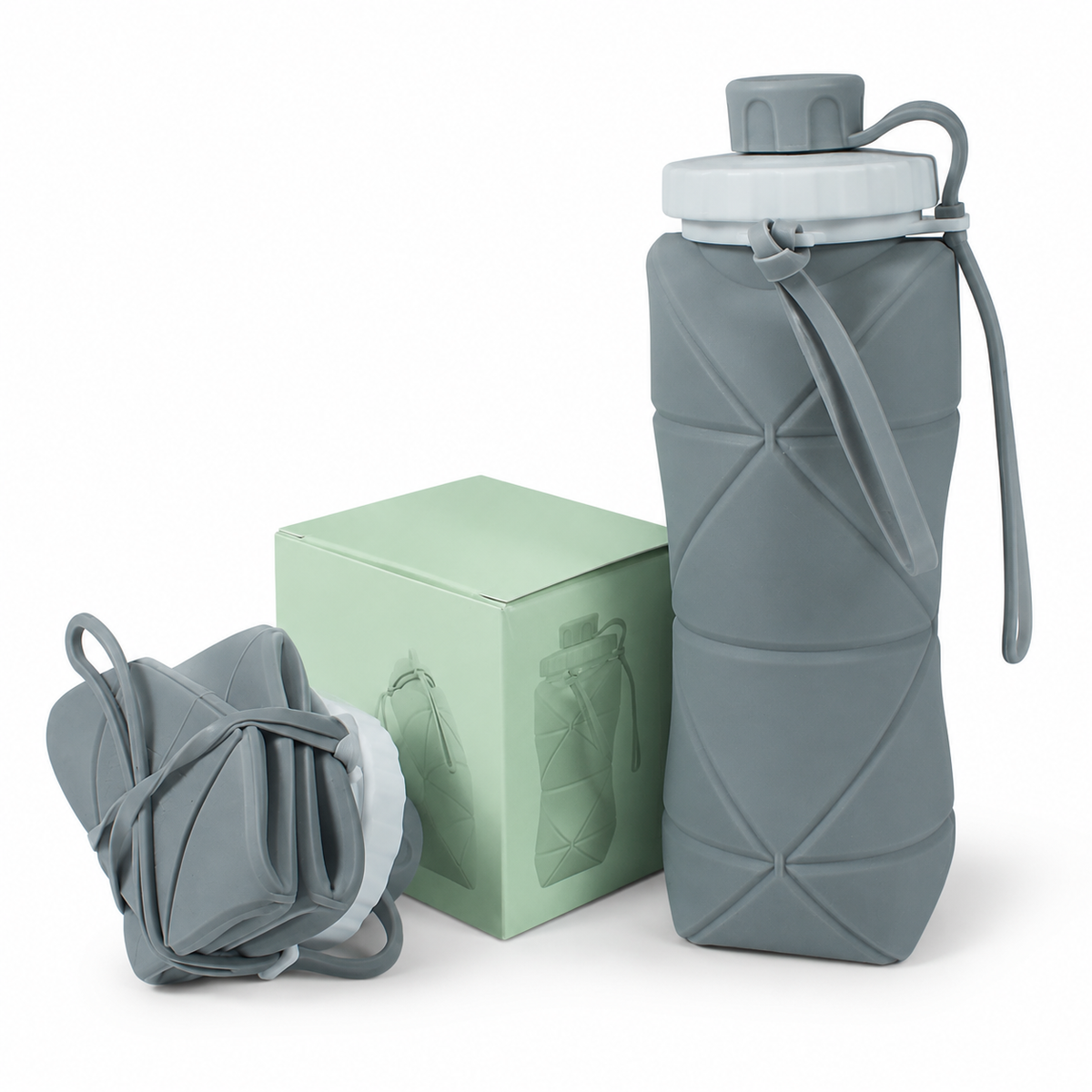 Foldable Silicone Water Cup - Dark Grey 600 ml
